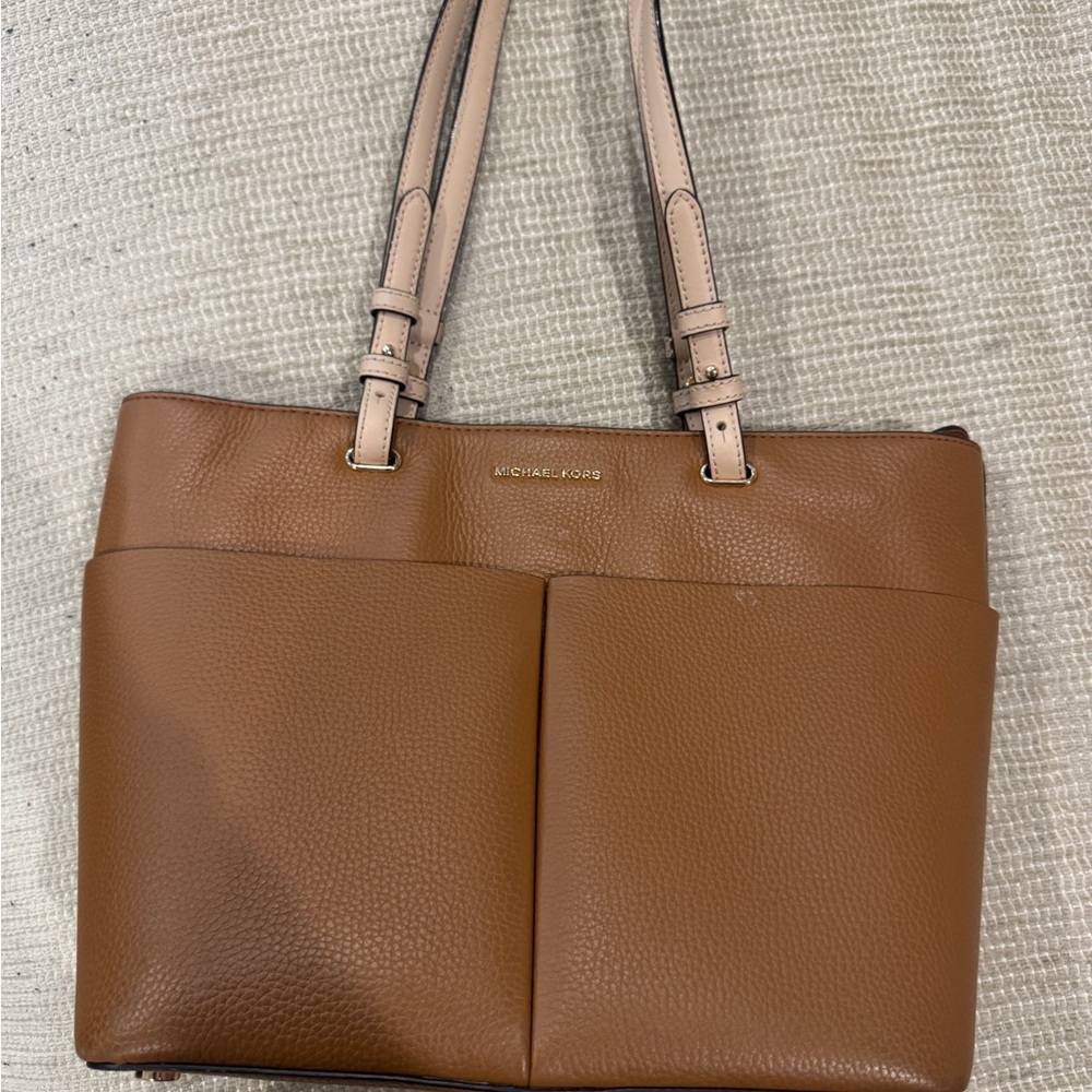 Michael Kors Brown Leather Tote Bag with Adjustable Handles